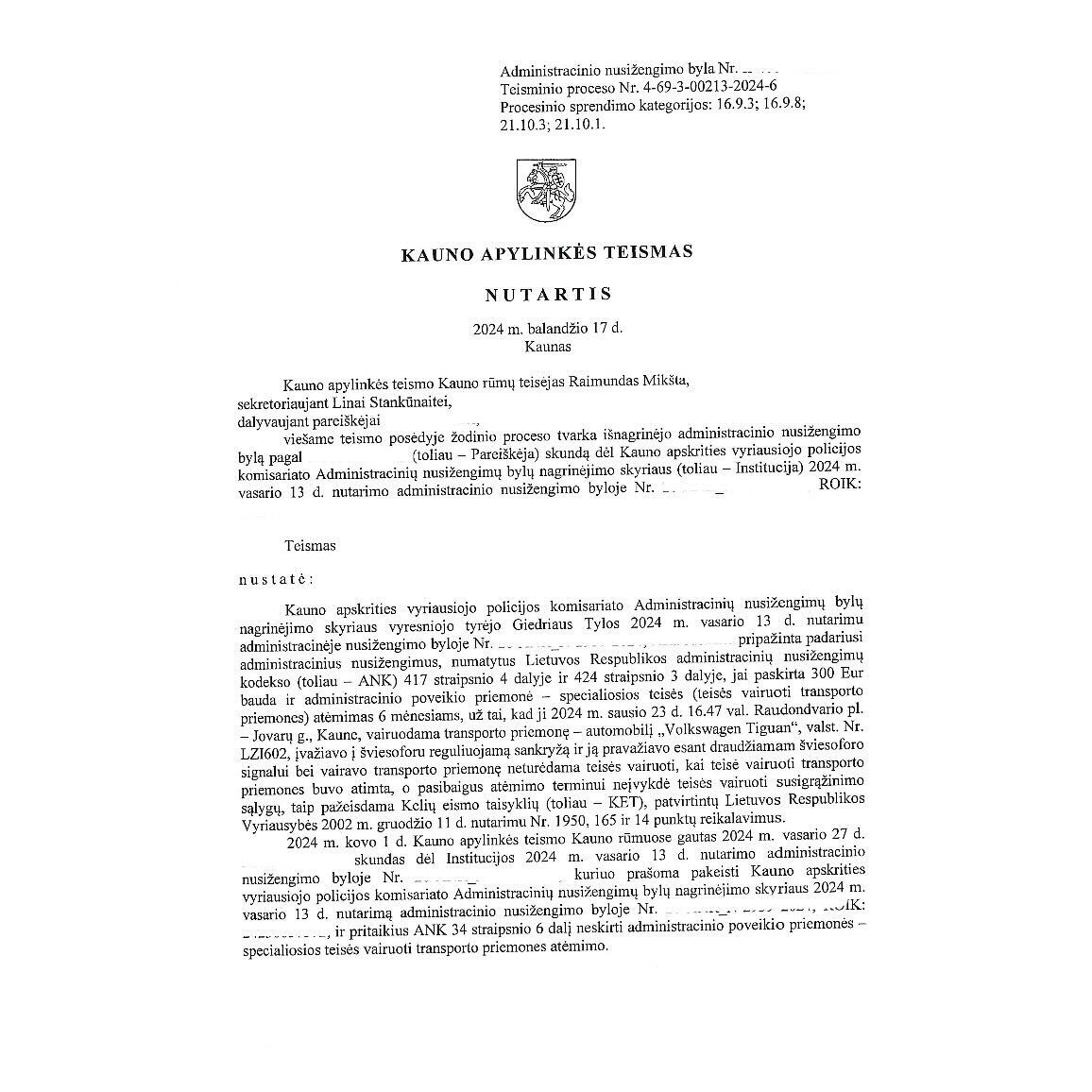 Teismo / institucijos sprendimas, 3 psl.