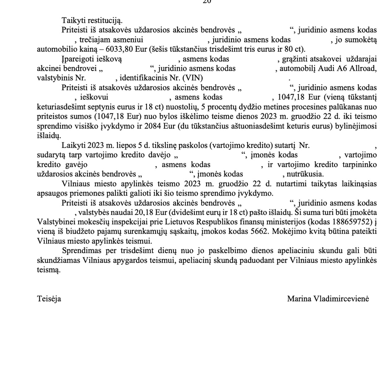 Teismo / institucijos sprendimas, 2 psl.