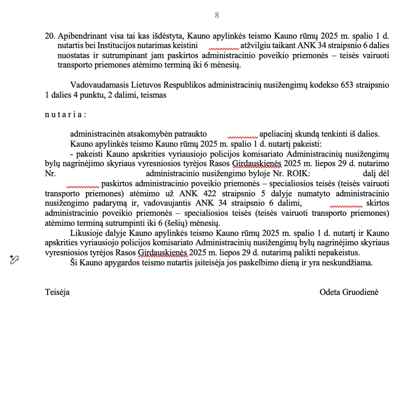 Teismo / institucijos sprendimas, 6 psl.