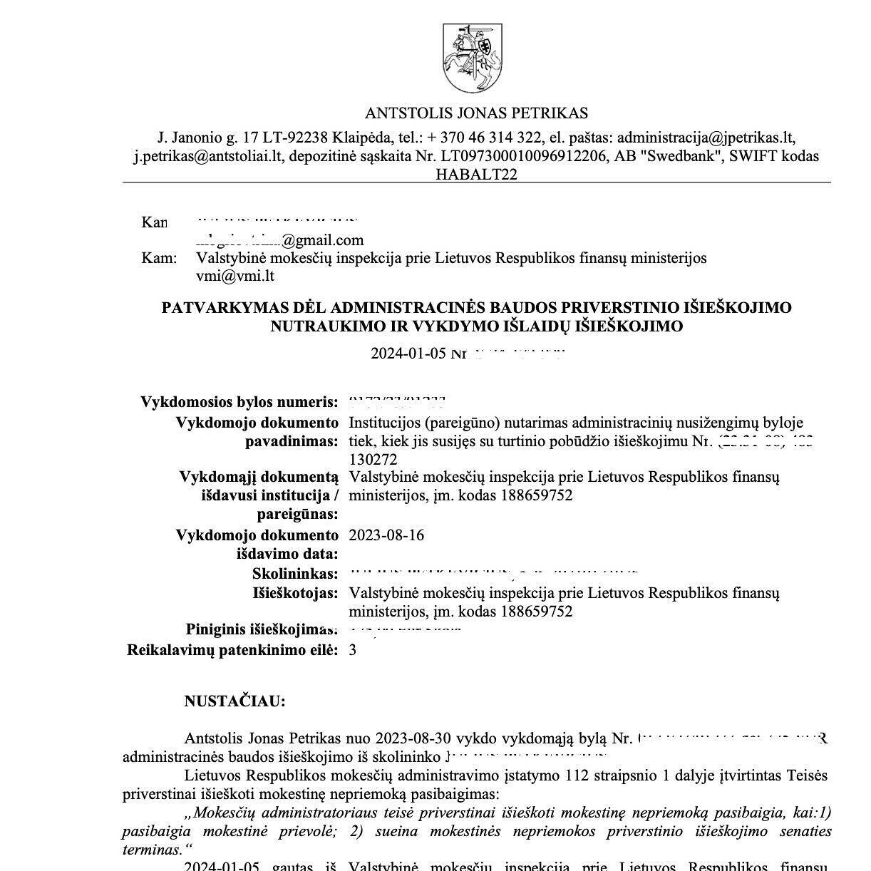 Teismo / institucijos sprendimas, 2 psl.