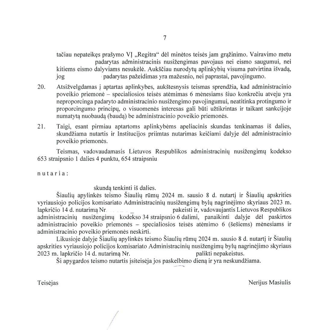 Vairavimas be teisės: apeliacijoje atėmimas panaikintas – sprendimas, 5 psl.